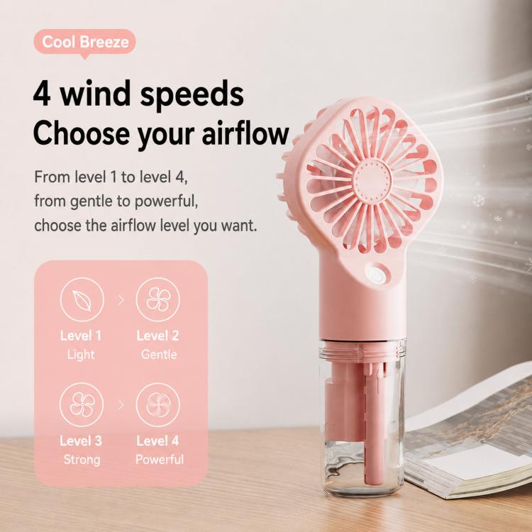 Handheld Misting Fan Portable Water Spray Fan Type-C Rechargeable Mini Personal Face Mister Fan(F3 Pink) | Kalsten