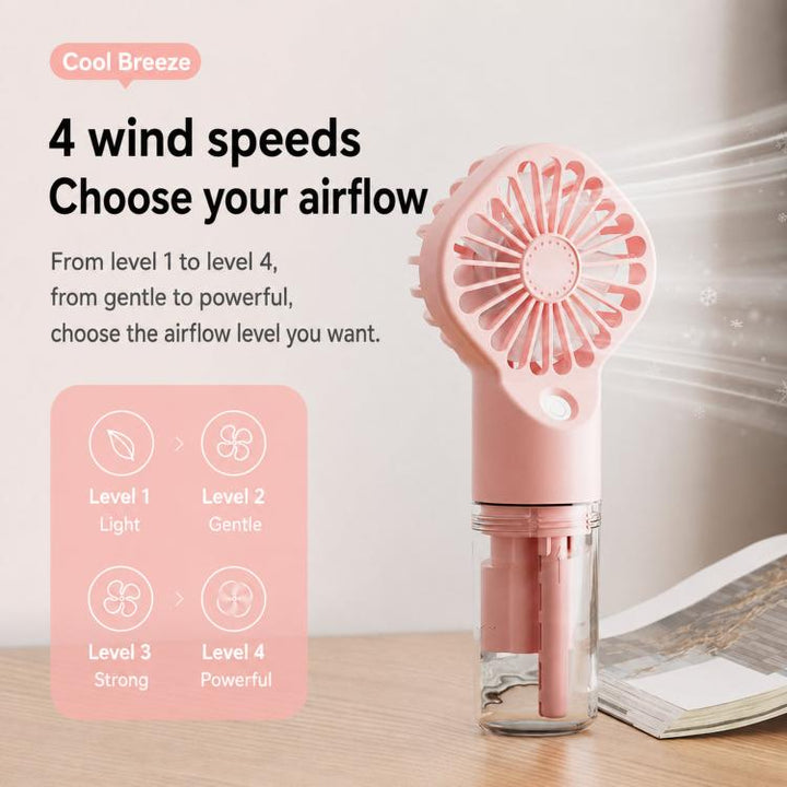 Handheld Misting Fan Portable Water Spray Fan Type-C Rechargeable Mini Personal Face Mister Fan(F3 Pink) | Kalsten