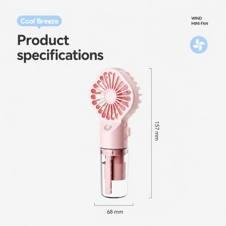 Handheld Misting Fan Portable Water Spray Fan Type-C Rechargeable Mini Personal Face Mister Fan(F3 Pink) | Kalsten