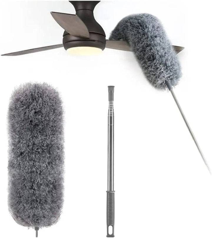 Noxord | Telescopic dust duster with extra long microfiber head (Free 3 replacement cleaning heads)