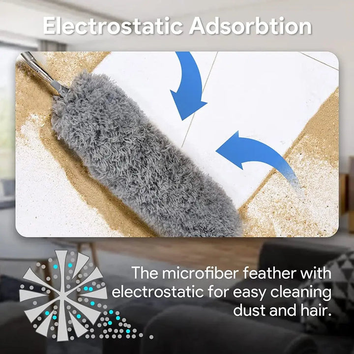 Kalsten | Telescopic dust duster with extra long microfiber head (Free 3 replacement cleaning heads)