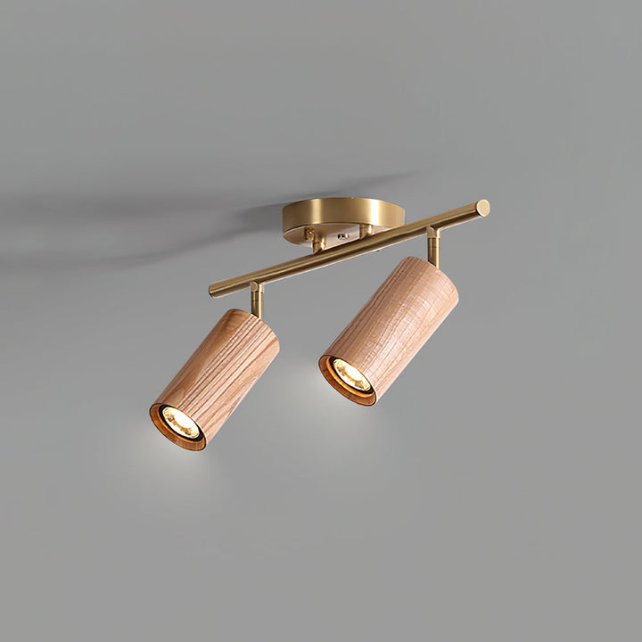 Track Light Walnut Wood Adjustable 31.4 in Multi-Head Ceiling Fixture Gold Finish Living Room Kitchen Hallway Lighting | Kalsten