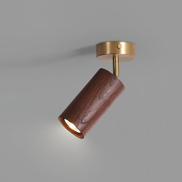 Track Light Walnut Wood Adjustable 31.4 in Multi-Head Ceiling Fixture Gold Finish Living Room Kitchen Hallway Lighting | Kalsten