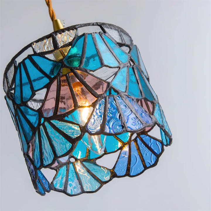 Pendant Light Glass 5.3 in Blue Pink Brass Stained Ceiling Lamp Vintage Home Dining Room Kitchen Lighting | Kalsten