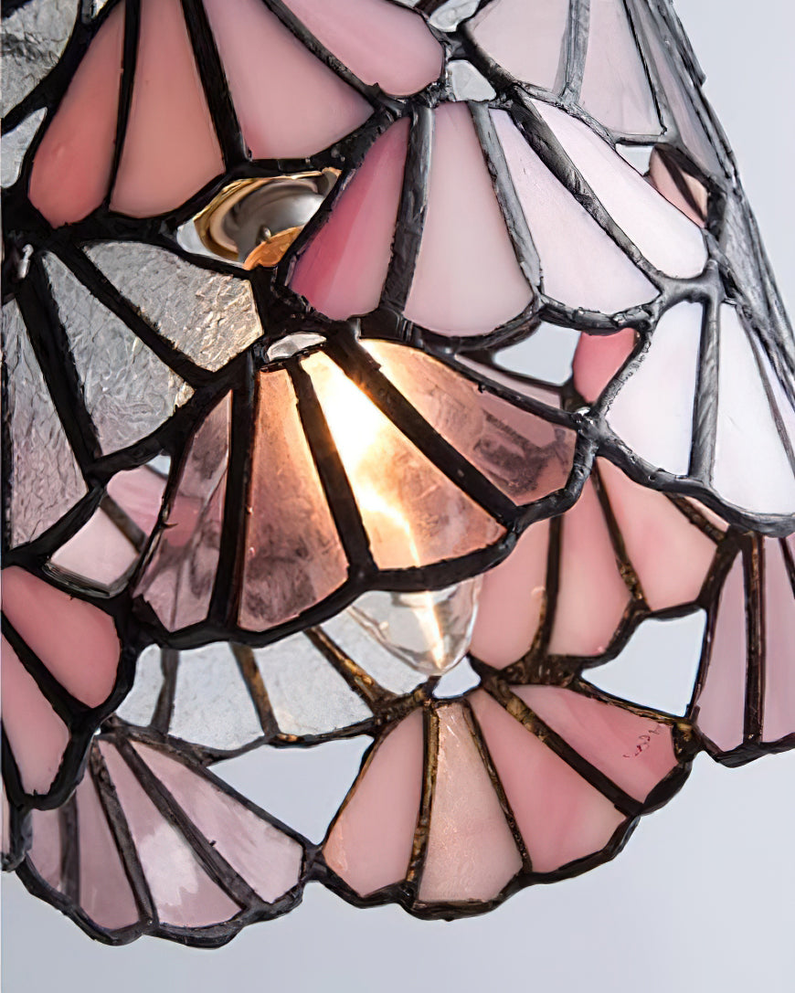 Pendant Light Glass 5.3 in Blue Pink Brass Stained Ceiling Lamp Vintage Home Dining Room Kitchen Lighting | Kalsten
