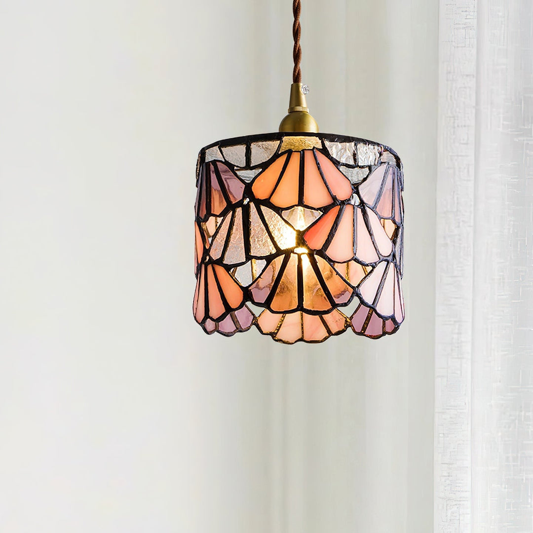 Pendant Light Glass 5.3 in Blue Pink Brass Stained Ceiling Lamp Vintage Home Dining Room Kitchen Lighting | Kalsten