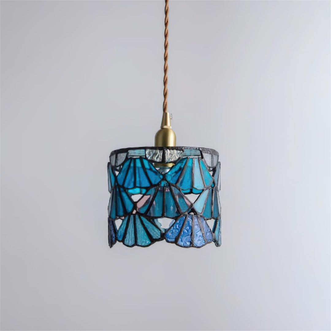 Pendant Light Glass 5.3 in Blue Pink Brass Stained Ceiling Lamp Vintage Home Dining Room Kitchen Lighting | Kalsten