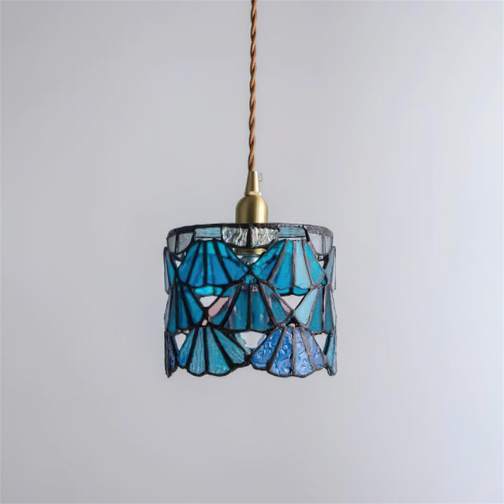 Pendant Light Glass 5.3 in Blue Pink Brass Stained Ceiling Lamp Vintage Home Dining Room Kitchen Lighting | Kalsten