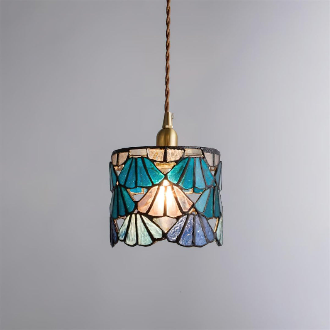 Pendant Light Glass 5.3 in Blue Pink Brass Stained Ceiling Lamp Vintage Home Dining Room Kitchen Lighting | Kalsten