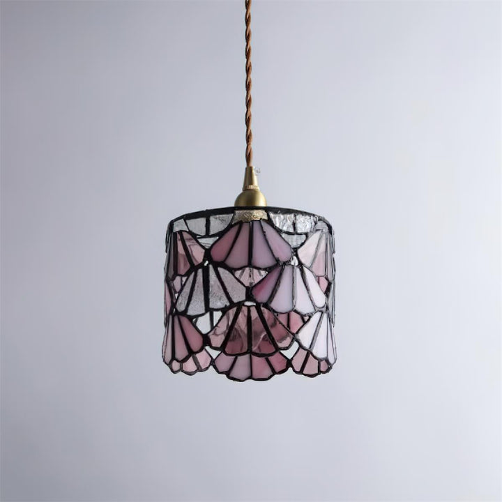 Pendant Light Glass 5.3 in Blue Pink Brass Stained Ceiling Lamp Vintage Home Dining Room Kitchen Lighting | Kalsten