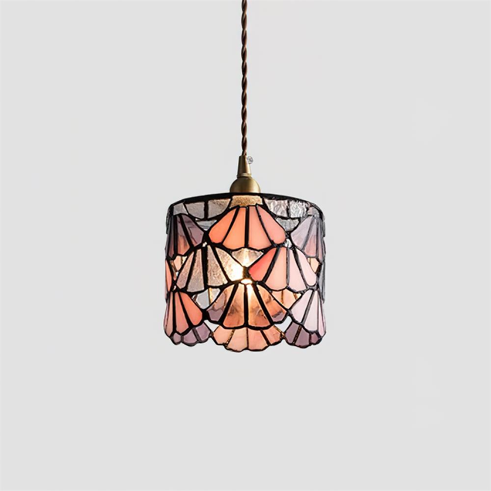 Pendant Light Glass 5.3 in Blue Pink Brass Stained Ceiling Lamp Vintage Home Dining Room Kitchen Lighting | Kalsten