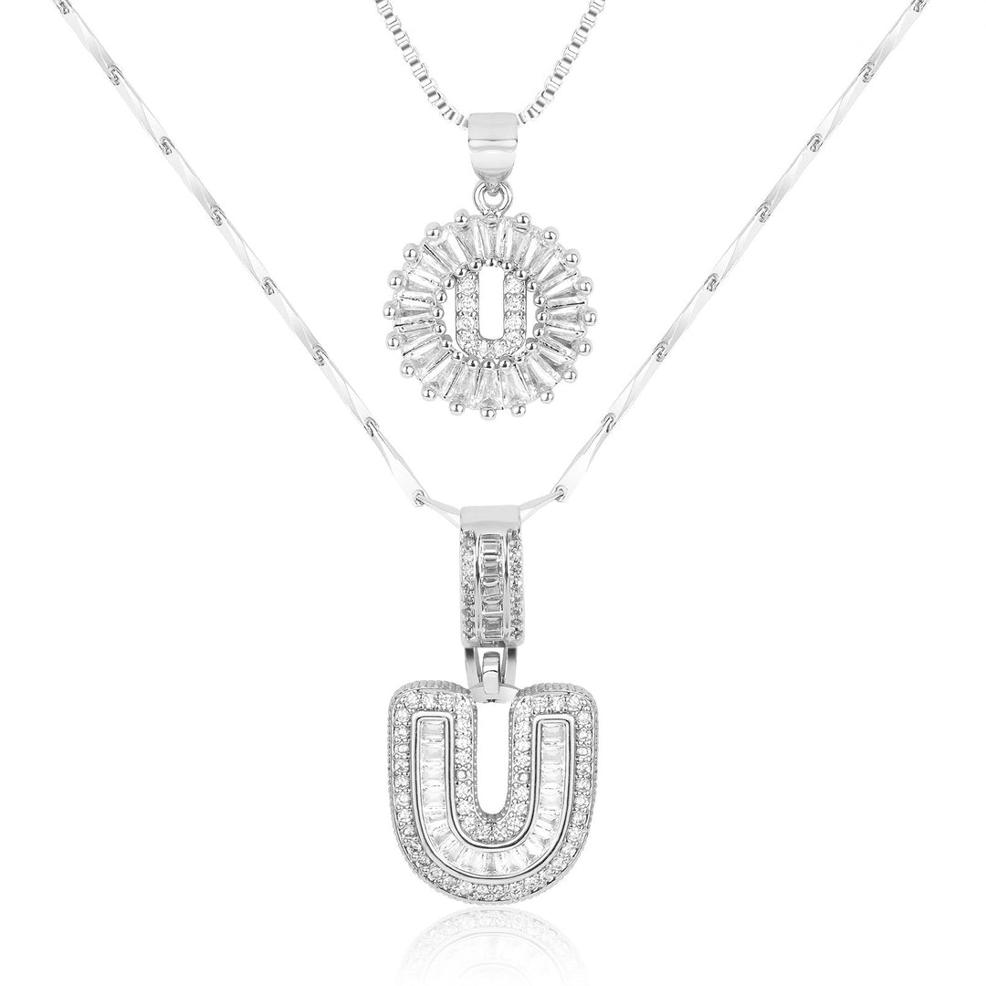 Kalsten | 2pc 14k Diamond Letter Initial Necklaces