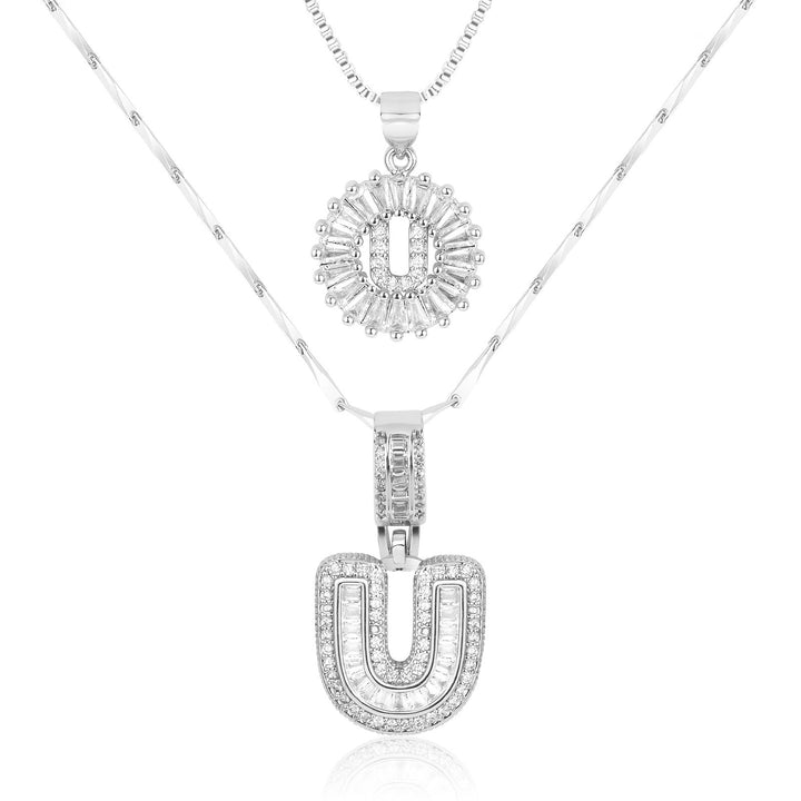 Kalsten | 2pc 14k Diamond Letter Initial Necklaces