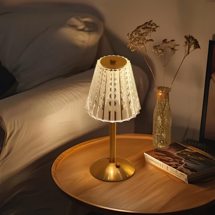 Crystal table lamp with warm light and built-in battery | Kalsten
