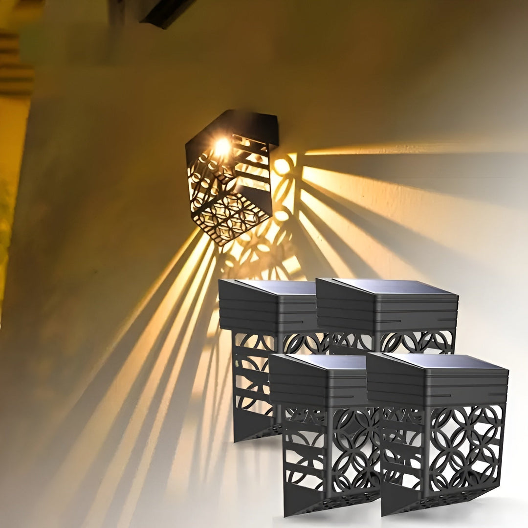 Solar Outdoor Wall Lights – | 2-pack/4-pack Hollow Pattern for Atmospheric Garden Lighting | Kalsten