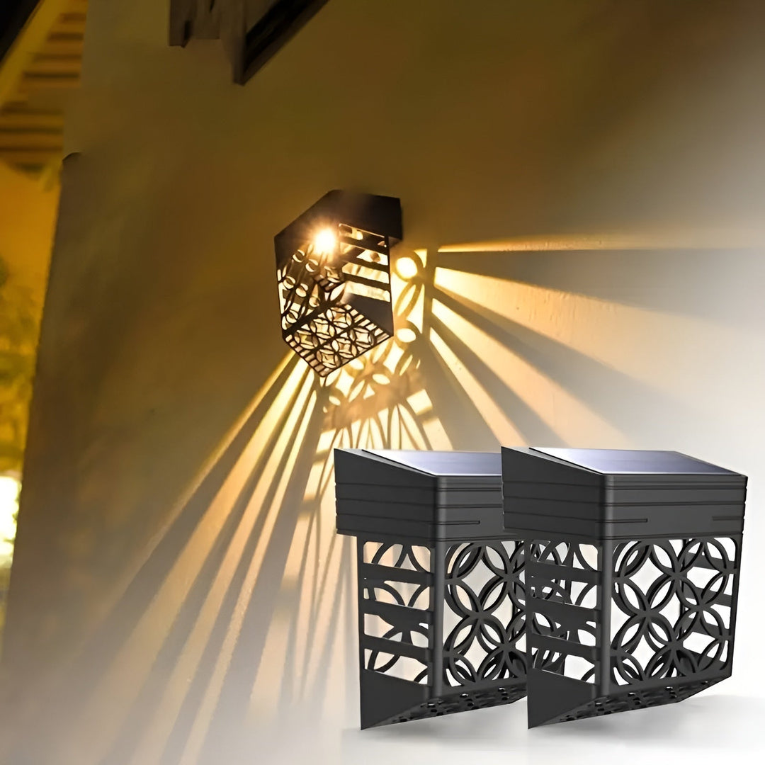 Solar Outdoor Wall Lights – | 2-pack/4-pack Hollow Pattern for Atmospheric Garden Lighting | Kalsten