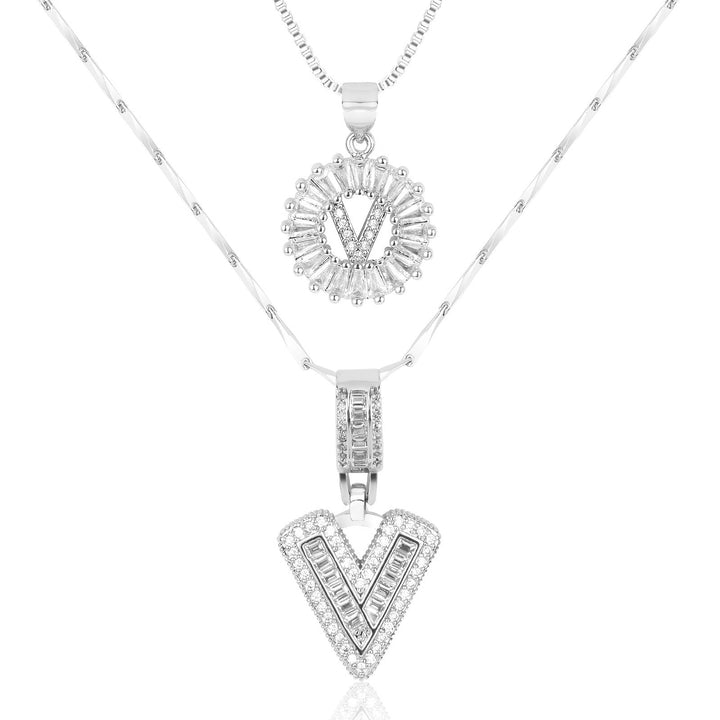 Kalsten | 2pc 14k Diamond Letter Initial Necklaces
