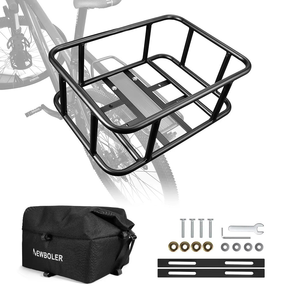 Kalsten | Heavy-Duty Rear Bike Basket with Rack – Large Metal Bicycle Carrier for Groceries, Commutes & E-Bikes