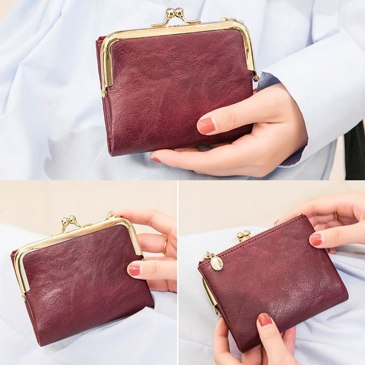 Vintage PU Leather Kiss-Lock Wallet Bag Kalsten