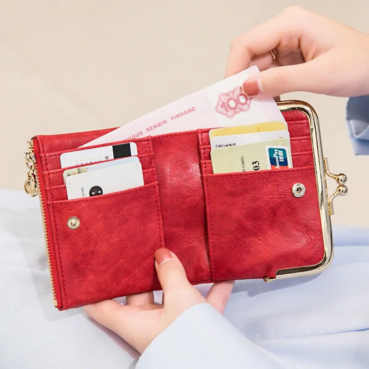 Vintage PU Leather Kiss-Lock Wallet Bag Kalsten