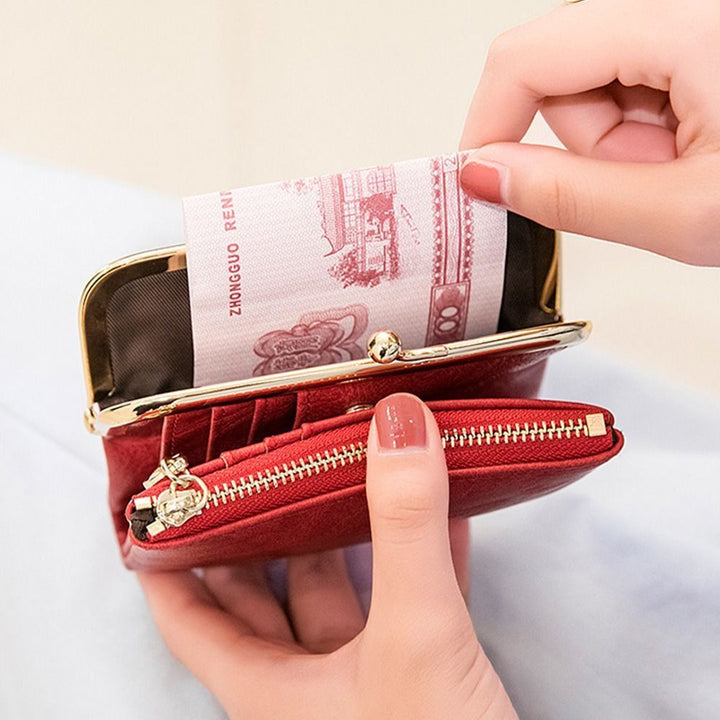 Vintage PU Leather Kiss-Lock Wallet Bag Kalsten