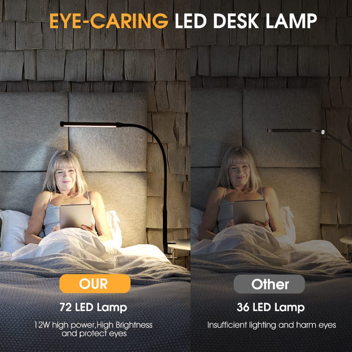 LED Desk Lamp with Lamp, eye-friendly Clip-On Lights for the Home Office, 3 Modes 10 Brightness Levels, long flexible Gooseneck, Metal, Swing Arm Architect Task Desk Lamps with USB Adapter, White | Kalsten