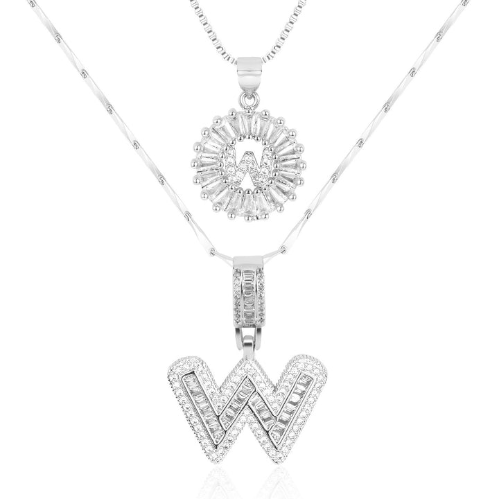 Kalsten | 2pc 14k Diamond Letter Initial Necklaces