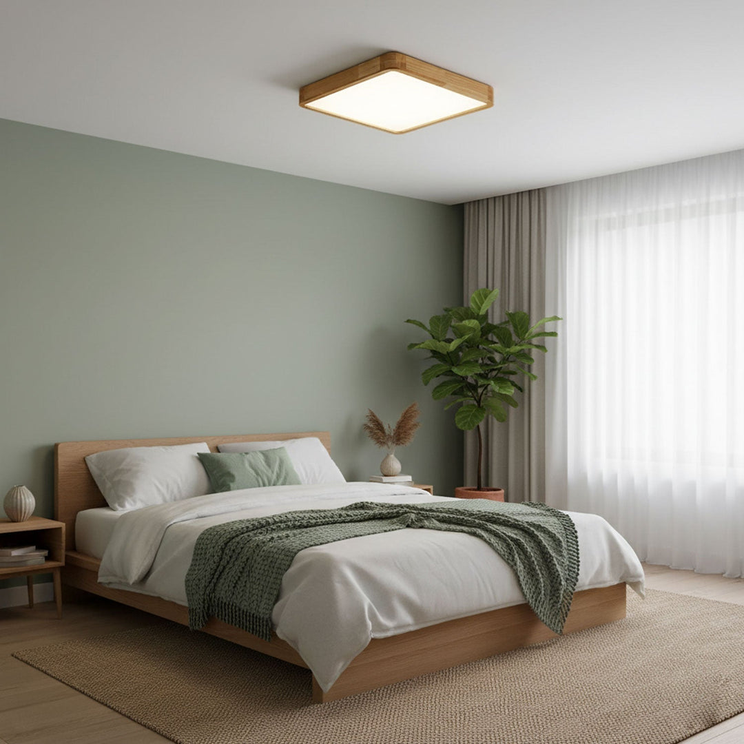Wooden Geometric Ceiling Light 23.6 in LED Adjustable Wood Indoor Lamp | Kalsten