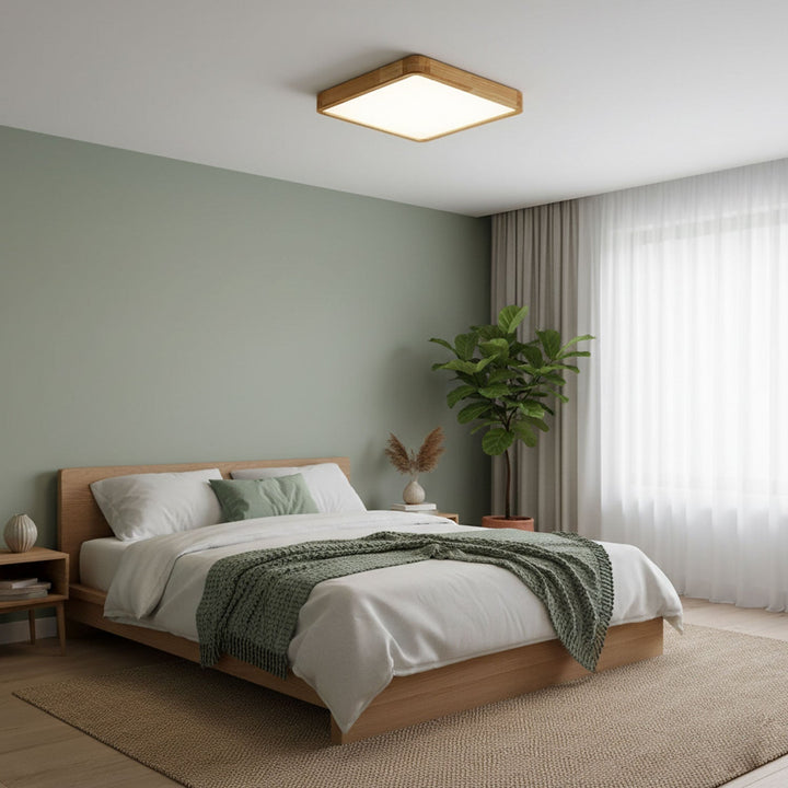 Wooden Geometric Ceiling Light 23.6 in LED Adjustable Wood Indoor Lamp | Kalsten