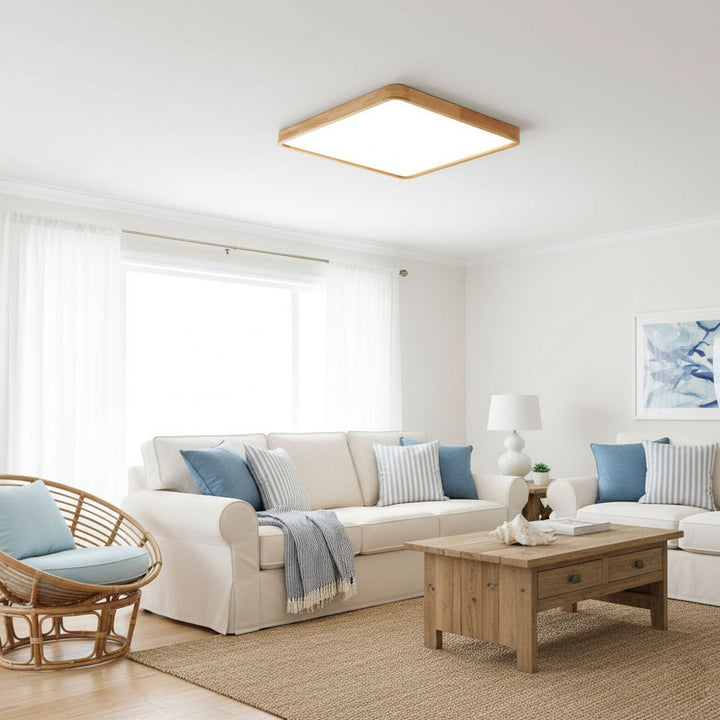 Wooden Geometric Ceiling Light 23.6 in LED Adjustable Wood Indoor Lamp | Kalsten