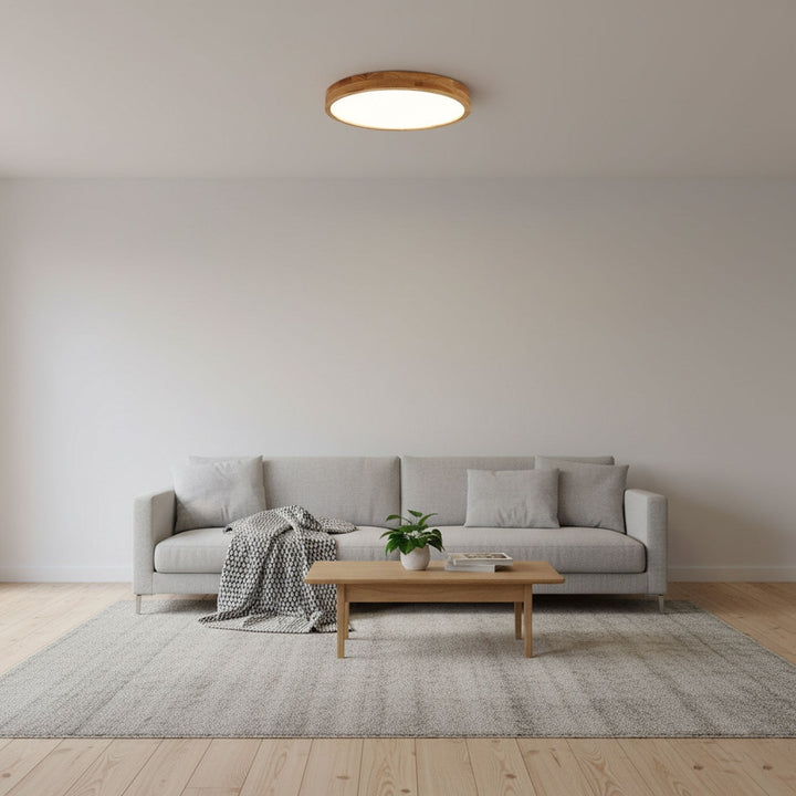 Wooden Geometric Ceiling Light 23.6 in LED Adjustable Wood Indoor Lamp | Kalsten