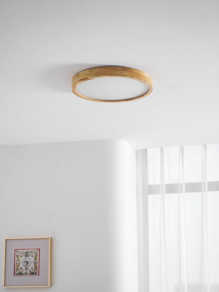 Wooden Geometric Ceiling Light 23.6 in LED Adjustable Wood Indoor Lamp | Kalsten