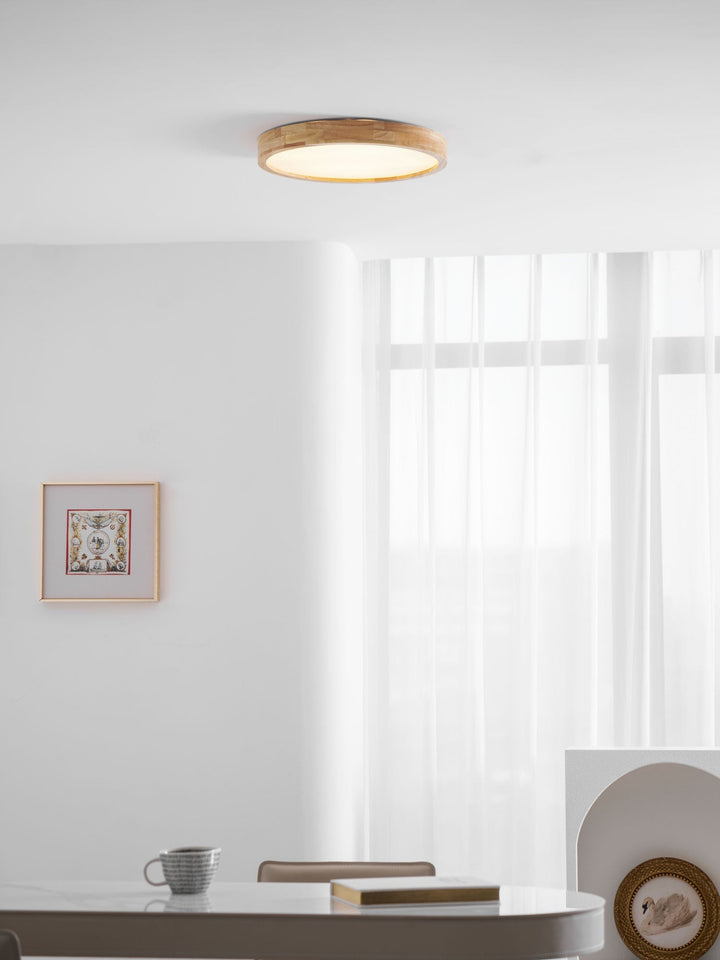Wooden Geometric Ceiling Light 23.6 in LED Adjustable Wood Indoor Lamp | Kalsten
