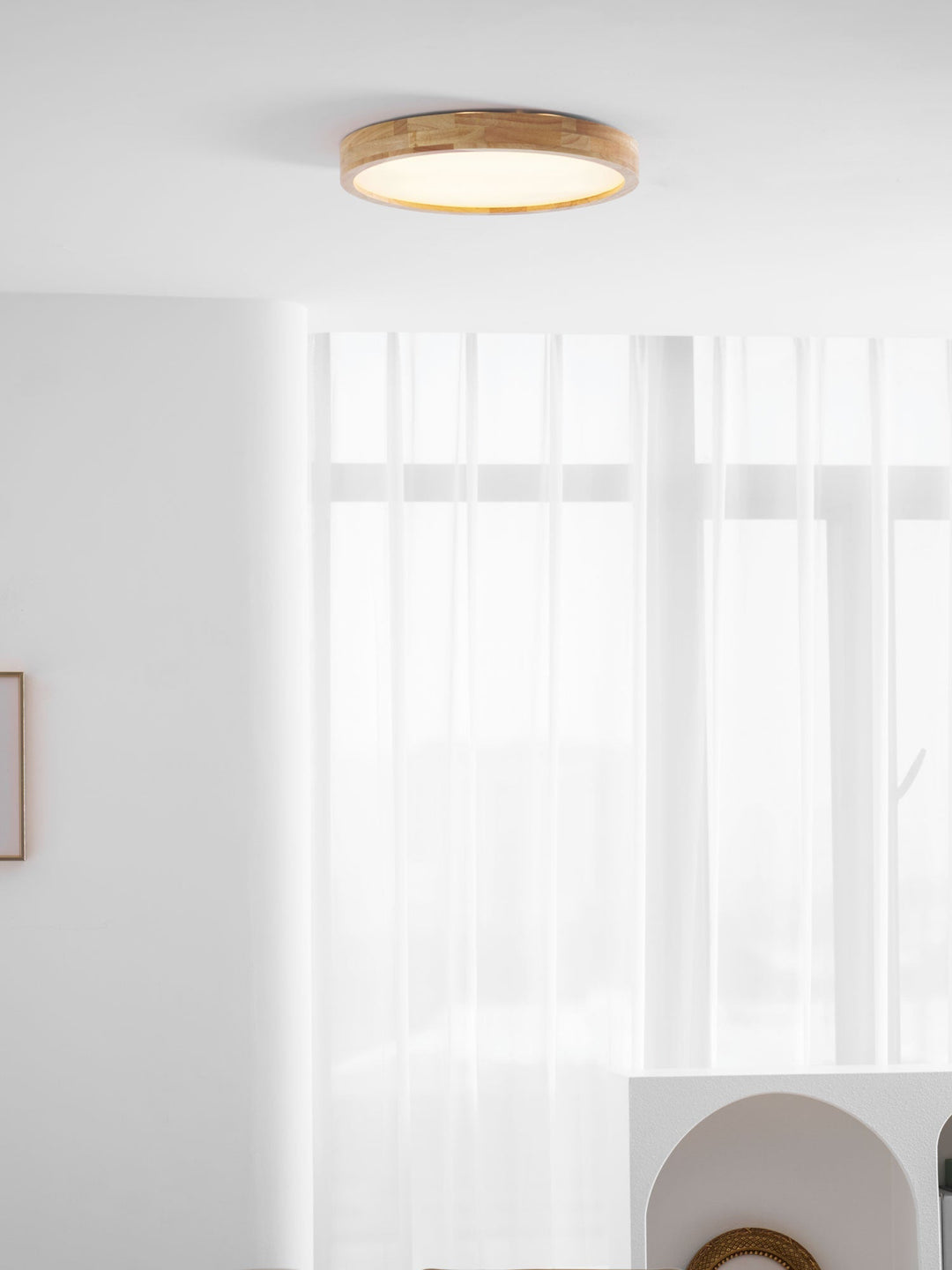 Wooden Geometric Ceiling Light 23.6 in LED Adjustable Wood Indoor Lamp | Kalsten