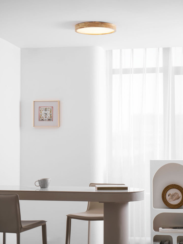Wooden Geometric Ceiling Light 23.6 in LED Adjustable Wood Indoor Lamp | Kalsten