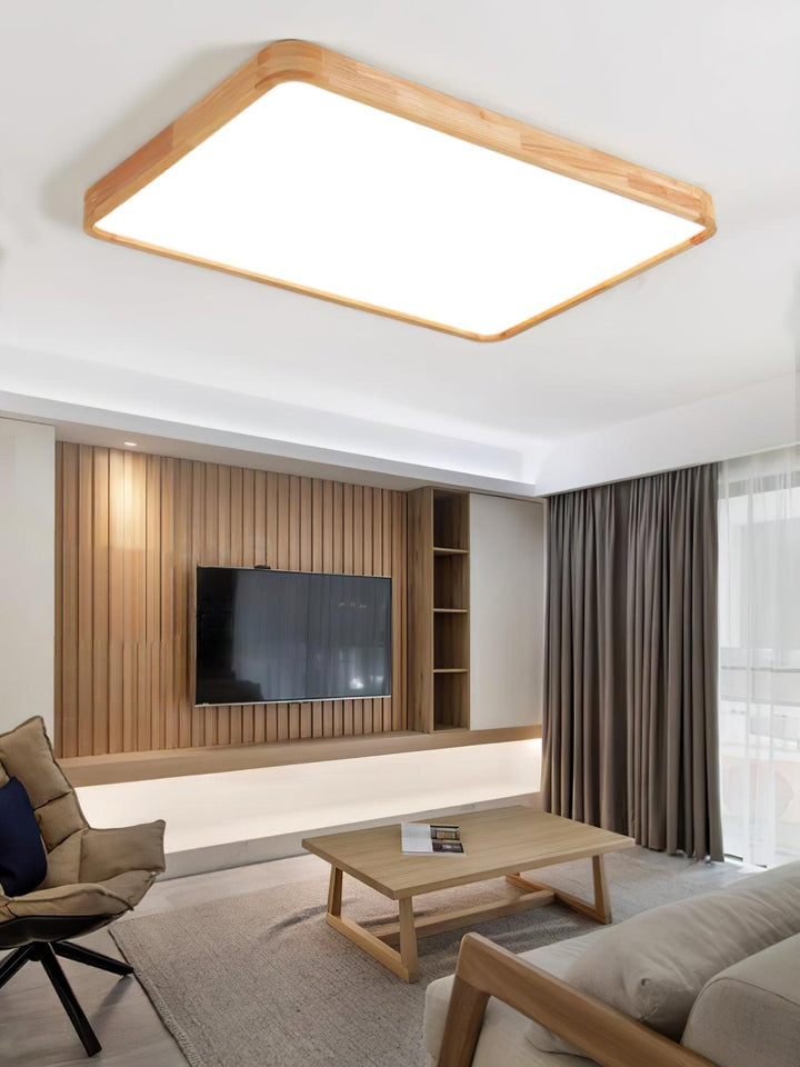 Wooden Geometric Ceiling Light 23.6 in LED Adjustable Wood Indoor Lamp | Kalsten