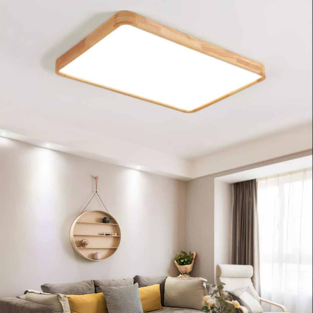 Wooden Geometric Ceiling Light 23.6 in LED Adjustable Wood Indoor Lamp | Kalsten