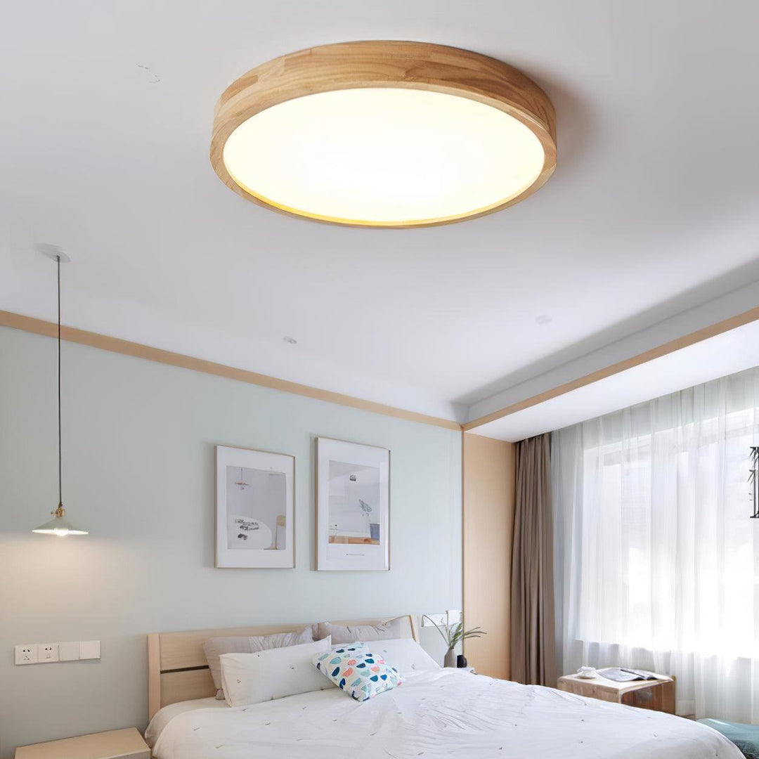 Wooden Geometric Ceiling Light 23.6 in LED Adjustable Wood Indoor Lamp | Kalsten