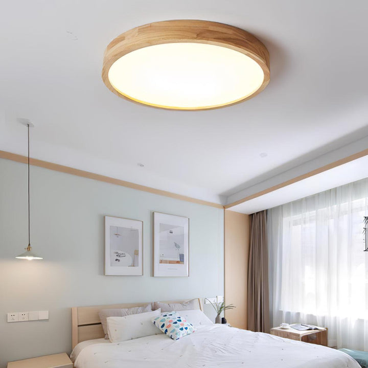 Wooden Geometric Ceiling Light 23.6 in LED Adjustable Wood Indoor Lamp | Kalsten