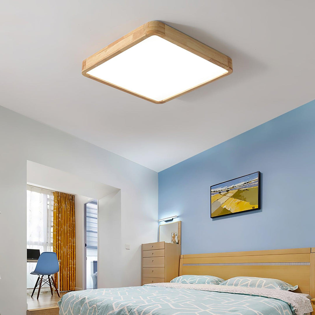 Wooden Geometric Ceiling Light 23.6 in LED Adjustable Wood Indoor Lamp | Kalsten