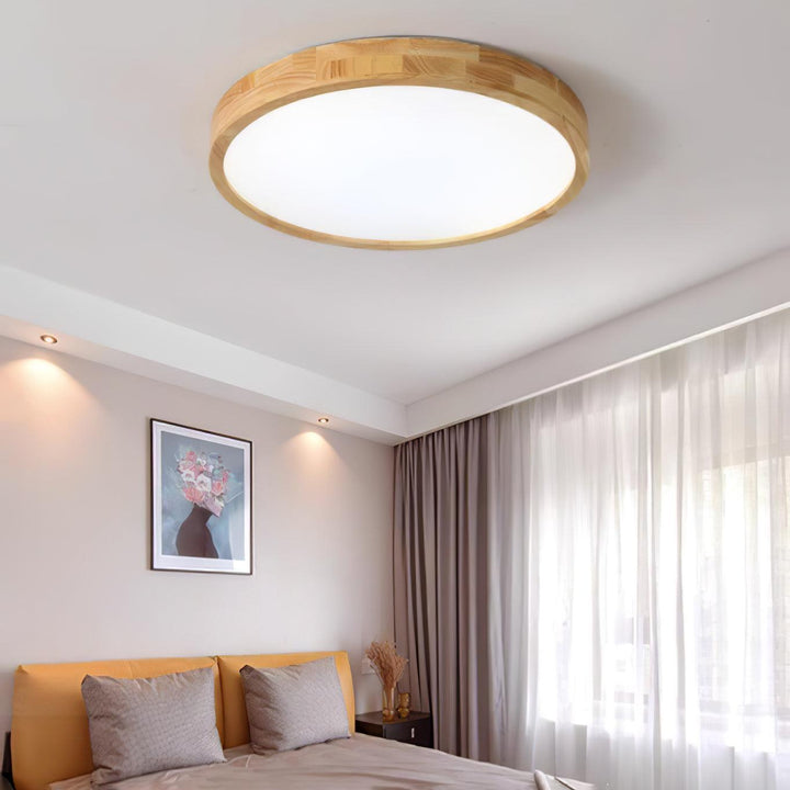 Wooden Geometric Ceiling Light 23.6 in LED Adjustable Wood Indoor Lamp | Kalsten