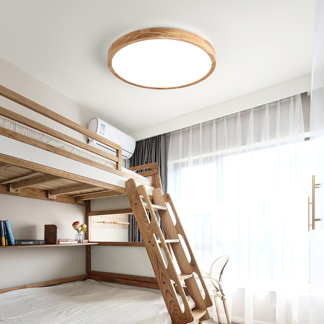 Wooden Geometric Ceiling Light 23.6 in LED Adjustable Wood Indoor Lamp | Kalsten