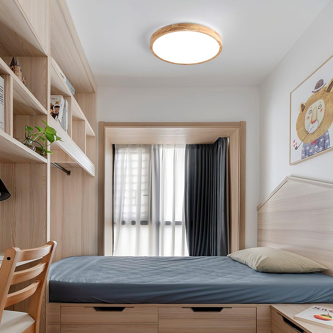 Wooden Geometric Ceiling Light 23.6 in LED Adjustable Wood Indoor Lamp | Kalsten