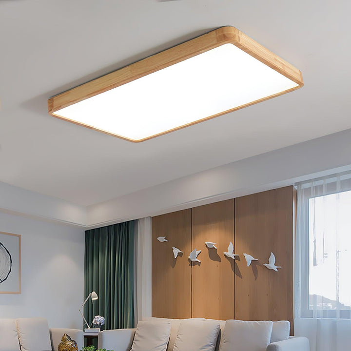Wooden Geometric Ceiling Light 23.6 in LED Adjustable Wood Indoor Lamp | Kalsten