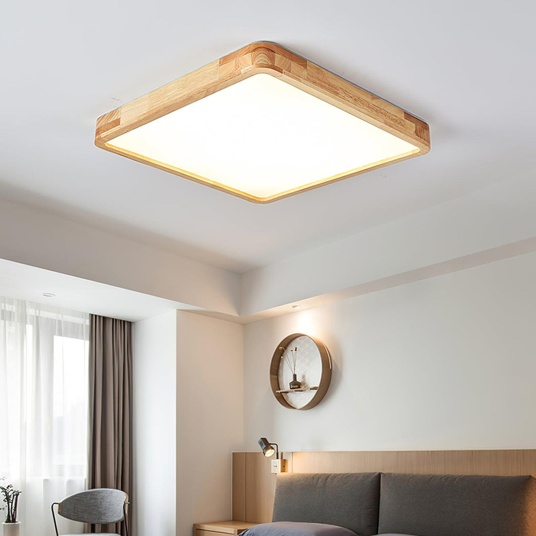 Wooden Geometric Ceiling Light 23.6 in LED Adjustable Wood Indoor Lamp | Kalsten