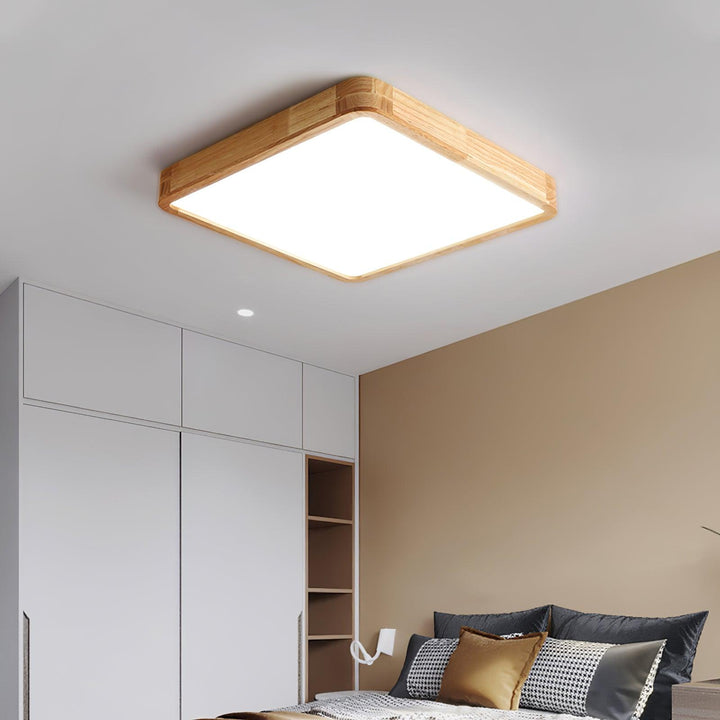 Wooden Geometric Ceiling Light 23.6 in LED Adjustable Wood Indoor Lamp | Kalsten