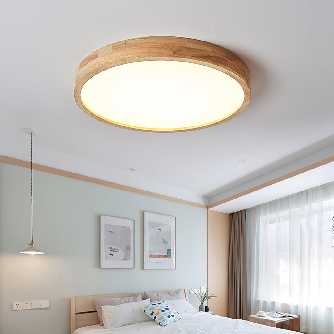 Wooden Geometric Ceiling Light 23.6 in LED Adjustable Wood Indoor Lamp | Kalsten