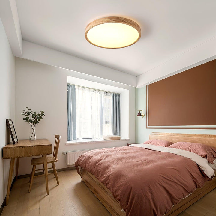 Wooden Geometric Ceiling Light 23.6 in LED Adjustable Wood Indoor Lamp | Kalsten