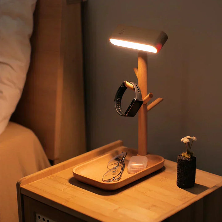 WoodGlow – Dimmable Wood Table Lamp with Practical Storage | Kalsten