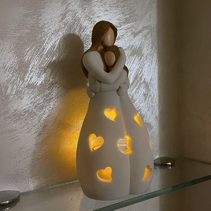 Embrace Glow - Embracing Mother Daughter Statue Flickering Candle Holder | Kalsten